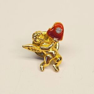 Vintage Gold and Red Angel Pin